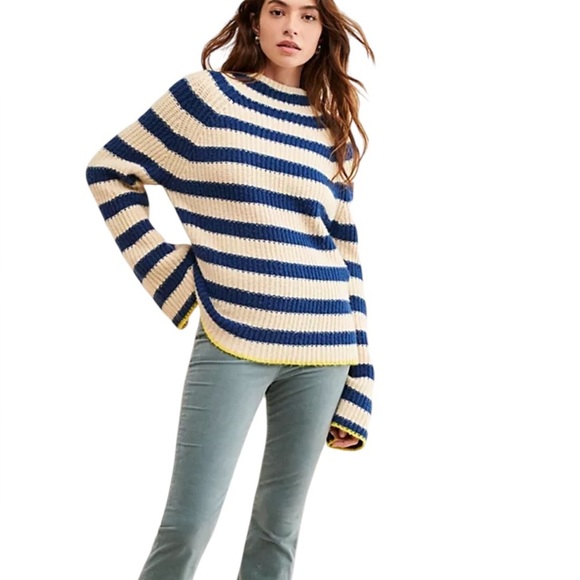 Anthropologie Maeve Striped Mockneck Sweater - Picture 2 of 8